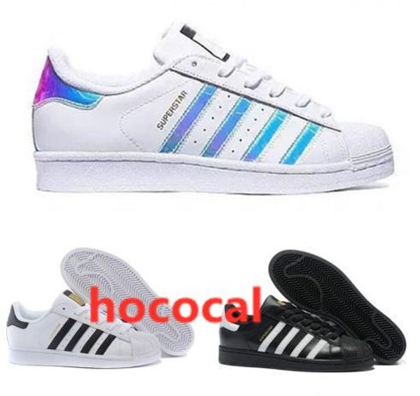 

hococal new originals superstar white hologram iridescent junior superstars 80s pride sneakers super star women men sport casual shoes 36-44, Black