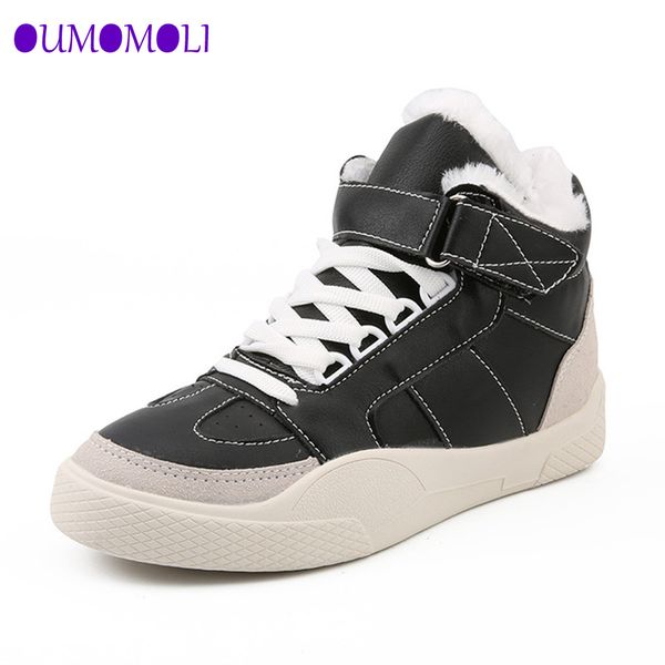 

women's boots 2019 warm fur snow boots female hook & loop flat shoes woman casual winter sneaker shoes j309, Black