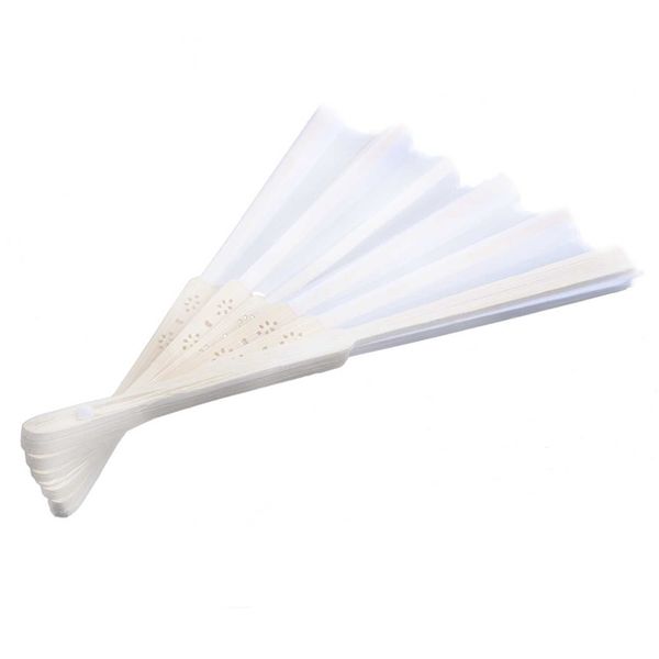 

24 pcs/lot white folding elegant silk hand fan with gift bag wedding & party 21cm