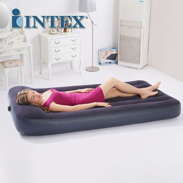 

intex 66767 99*191*30cm flocking built-in pillow single inflatable mattress air bed camping mat with electric pump