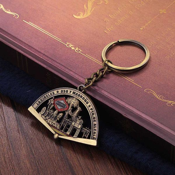 

vicney sector spain cibele fountain key chain fashion retro keychain for men women the bear and strawberry chain key ring, Silver