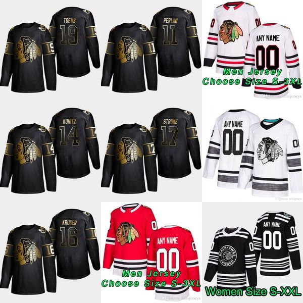 

2019 golden edition chicago blackhawks 19 jonathan toews 17 dylan strome 16 marcus kruger 14 chris kunitz 11 brendan perlini hockey jersey, Black;red
