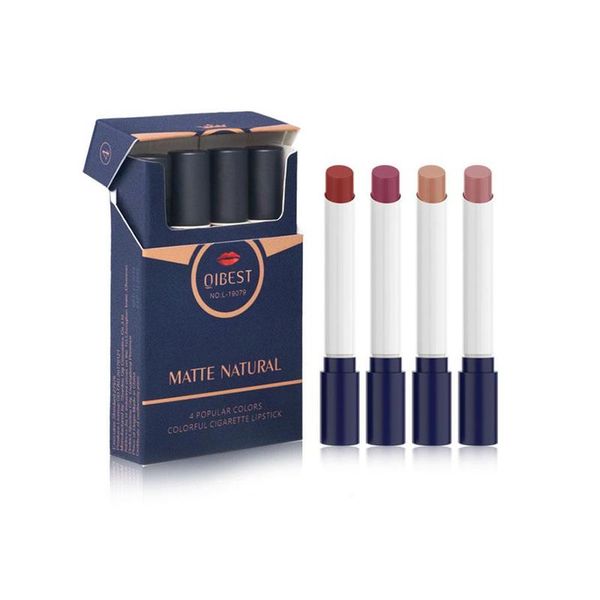 

4 color velvet matte cigarette lipstick fog surface nude lipstick set long lasting maquillaje batom cosmetics