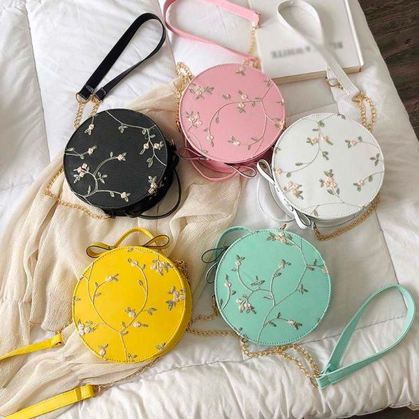 

female lace circular crossbody bags for women 2020 pu leather handbag small ladies sling shoulder messenger bag