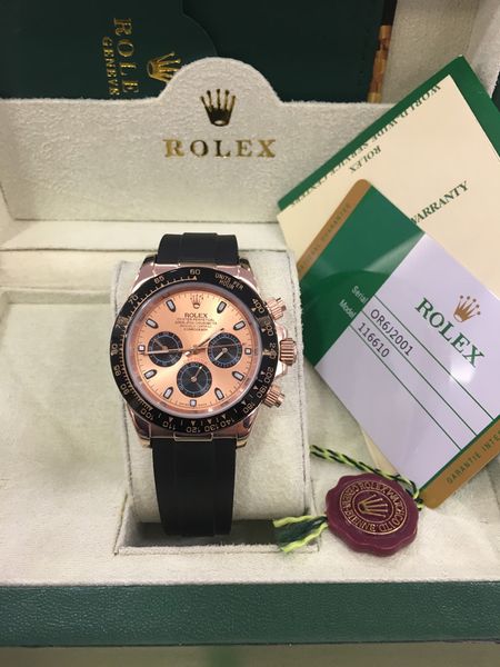 

luxury watch rose gold dial 40mm 116519 116519ln rubber strap asia movement chronograph automatic men's watch, Slivery;brown