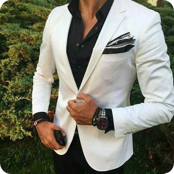 

latest white men suits for wedding groom tuxedos casual business man blazer pants 2piece custom made groomsmen suit slim fit costume homme, Black;gray