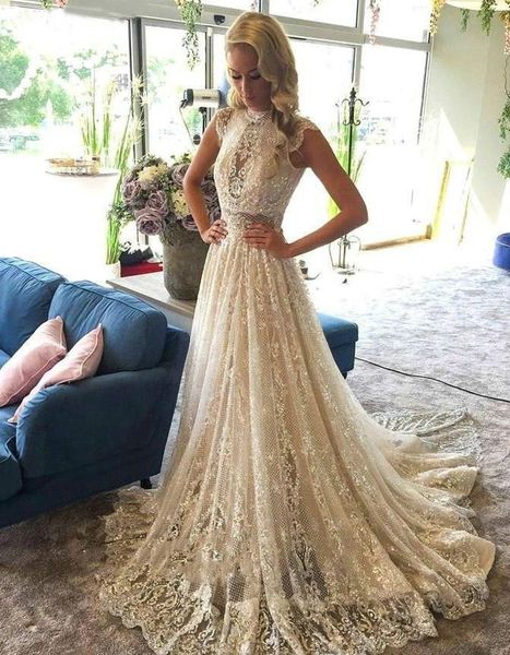 Discount Boho Wedding Dresses 2020 A Line Full Lace Bohemian Beach