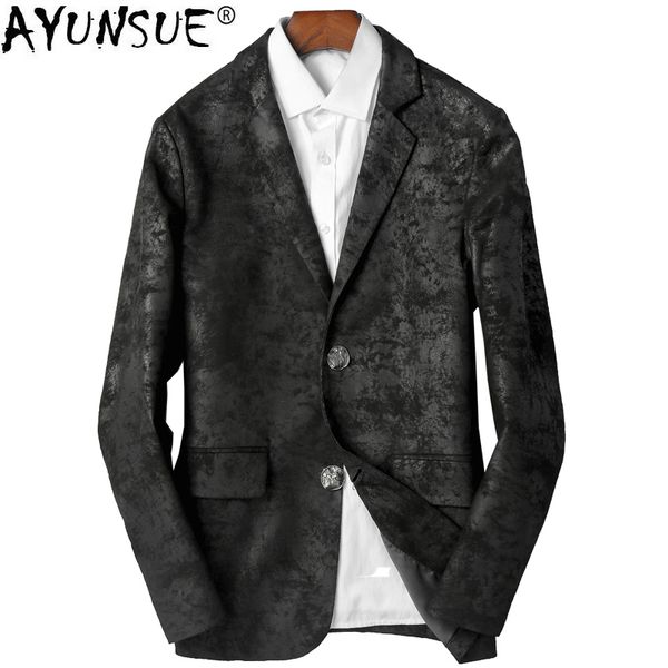 

ayunsue genuine leather jacket men clothes men goatskin coat plus size real leather jackets veste en cuir homme p-zty777-2 zl933, Black