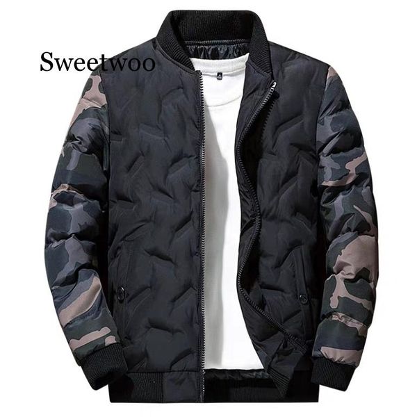 

sweetwoo winter men bomber jacket casual cotton thick warm parkas coats male thermal outwear windbreaker jackets clothing 4xl, Black