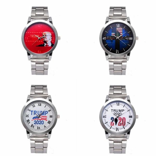 

trump 2020 watch 4 styles quartz silvery stainless steel watchband donald trump men wrist watches clock ljjo7977, Slivery;brown