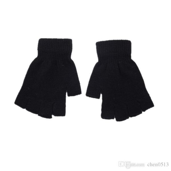 

the year of 2019 autumn and winter men and women half finger knit gloves outdoor sports half finger full black gloves, Blue;gray