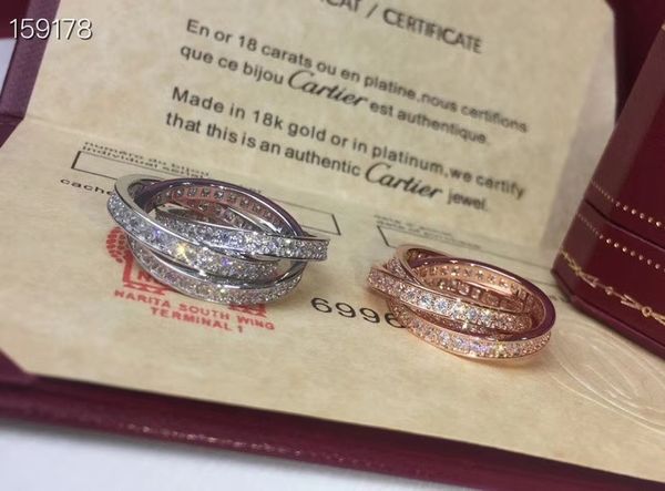 

2020 316l титана 3d cartier три кольца размера бриллиантового кольца пара группы кольца мужчин и женщины ювелирного бренд с оригинальной ко, Silver