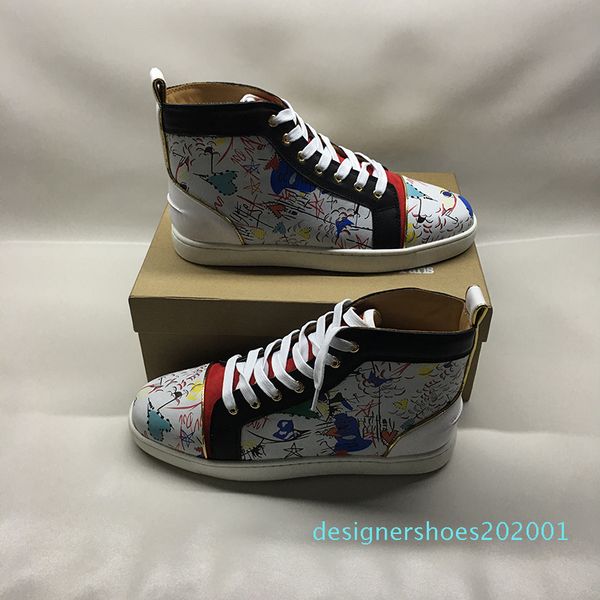 

women men shoes red bottom sneaker luxury party wedding shoes genuine leather original spikes lace-up casual shoes black white d01