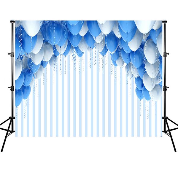 White And Blue Balloons Striped Backdrop Wedding Photo Booth