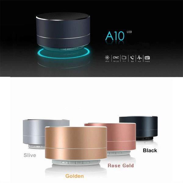 

bluetooth speaker metal bluetooth speaker wireless handswith fm tf card slot led audio player for mp3 tablet pc in box