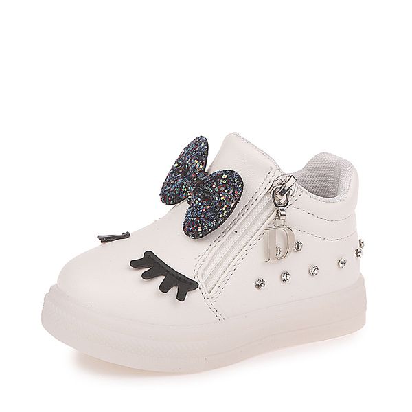 

2019 Korean Fashion Rhinestone light children's shoes cartoon bow LED luminous soft bottom girls baby shoes