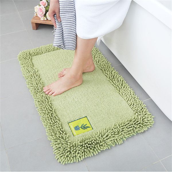 

simple solid color chenille doormat home bedroom kitchen door water-absorbing bathroom anti-skid floor mat