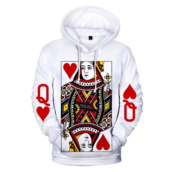 

2019 men/women 3d sweatshirts poker hoodies q print simple jumpers plus size 4xl pullover streetwear, Black
