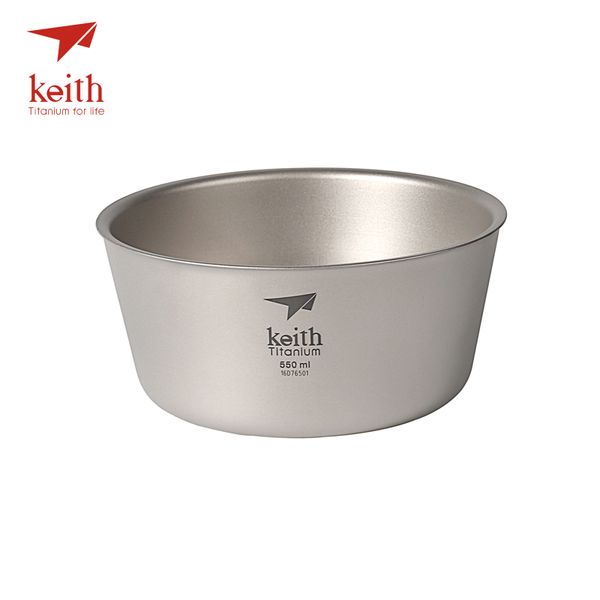 

keith 550ml titanium bowl ultralight camping travel tableware single wall and double wall pure titanium bowls for choose