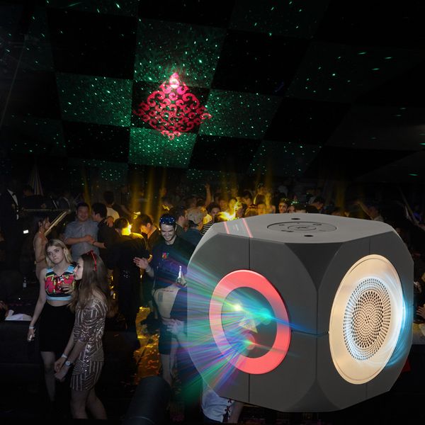 

30 pattern mini rgb laser gobos light usb rechargeable portable bluetooth audio speaker sound strobe bar party voice disco flash laser light