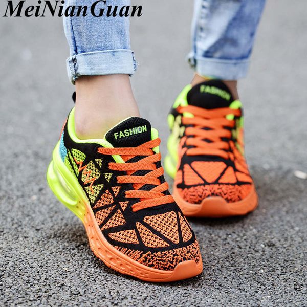 

air cushion women's sneakers lace up light flat women running shoes plus size low sports shoes woman comfort mesh tennis shoe b7