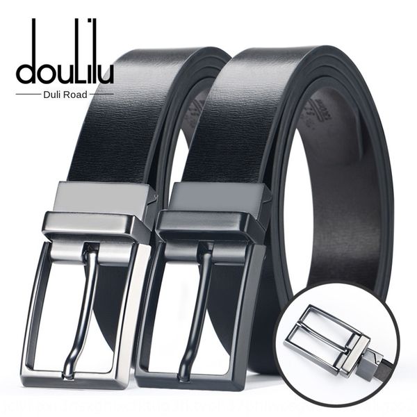 

94-stripe two-layer pin men's casual rotary 94-stripe two-layer leather pin buckle belt men's leather casual belt rotary buckle, Black;brown