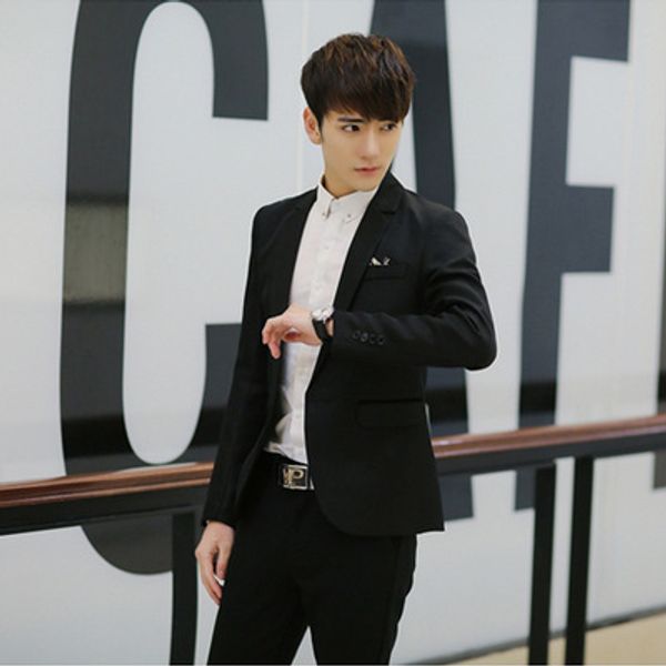 

menshirts18 весной и осенью одежды casual малый костюм пальто англия корейского стиля slim fit solid color зеленовато синий меньше, White;black