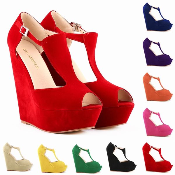 

sapato feminino womens ladies platform peep toe wedges exclusive high heels shoes us size 4-11 d0090, Black