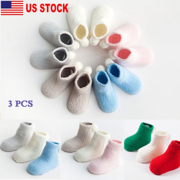 

emmababy new baby симпатичные рождественские носки осень и зима мягкий теплый коралловый флисовый носок 3 пачки толщиной, Pink;yellow