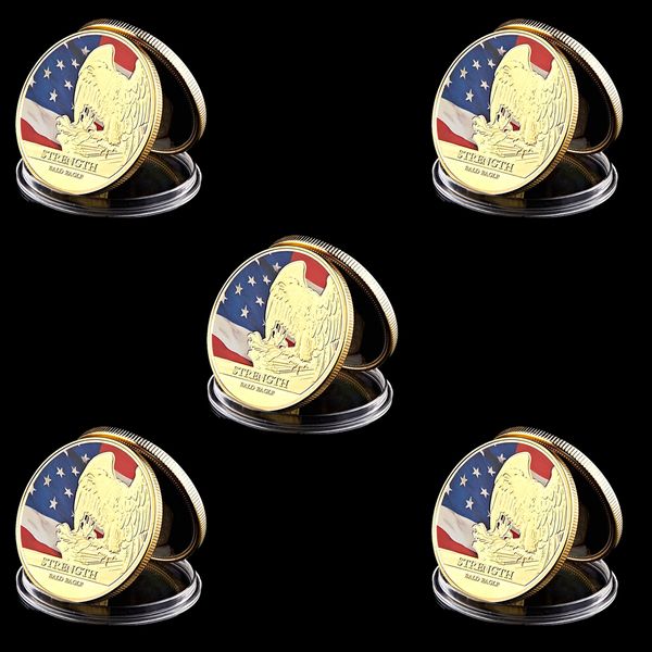 

5Pcs American Civil War Vulture State Flag Freedom Set Military 1oz Gold Plated Eagle Souvenir Coin Holder