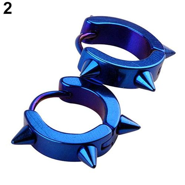 

men ear studs titanium steel punk rivet ear studs spike hoop huggie piercing earrings woman's accesories, Golden;silver