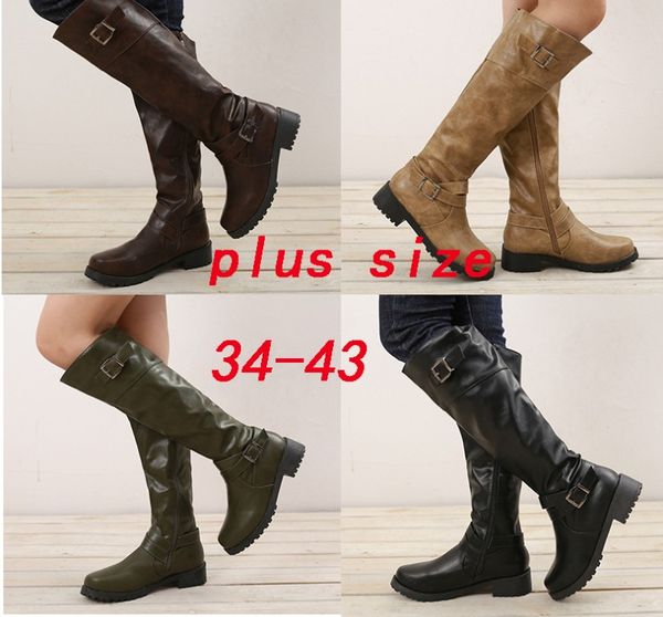 

new plus size solid pleated slip on lady height increasing shoes woman casual party winter spring mid calf boots 35-43, Black