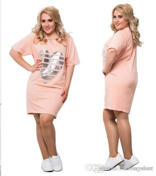 

5xl 6xl dress women clothes casual loose summer love tshirt dresses short sleeved plus size dress, Black;gray