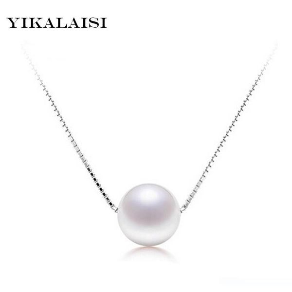 

yikalaisi 925 ювелирных изделий стерлингового серебра для женщин природные жемчужное ожерелье подлинное пресной воды pearl jewelry круг куло, Silver