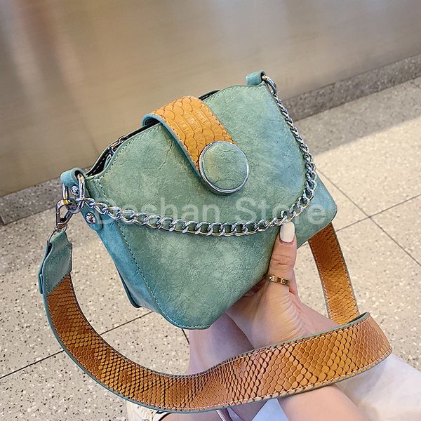 

leather serpentine crossbody bucket bags designer women 2019 summer chain luxury handbags lady shoulder messenger female travel