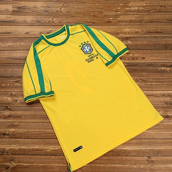 

1998 brazil retro home occer jer ey 2002 bra il retro cla ic hirt carlo romario ronaldo ronaldinho jer ey cami a de futebol 1994