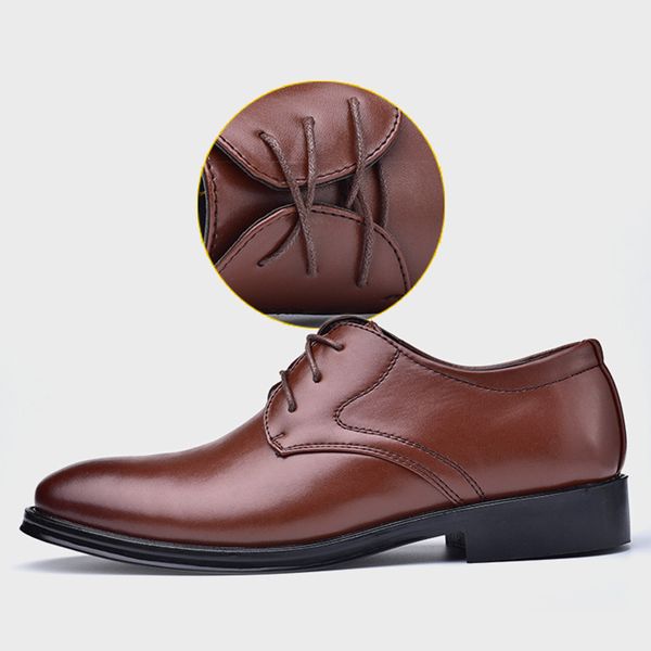 

1 pair business men pu leather shoes lace-up dress casual flat shoes mug88, Black