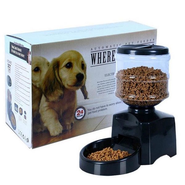 

5.5l automatic pet feeder for cats and dogs with voice message recording lcd screen large smart bowl dispenser pet products