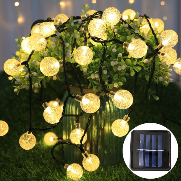 

led crystal bubble ball string lamp light warm white garland fairy lights 4m 5m 7m 8 modes for christams holiday home decoration