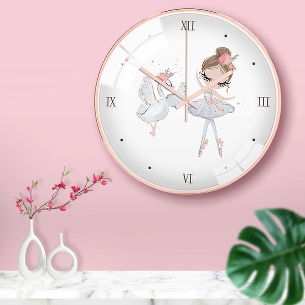

princess room rose gold modern fashion decoration clocks and watches simple children room quiet metal plating process clockso313