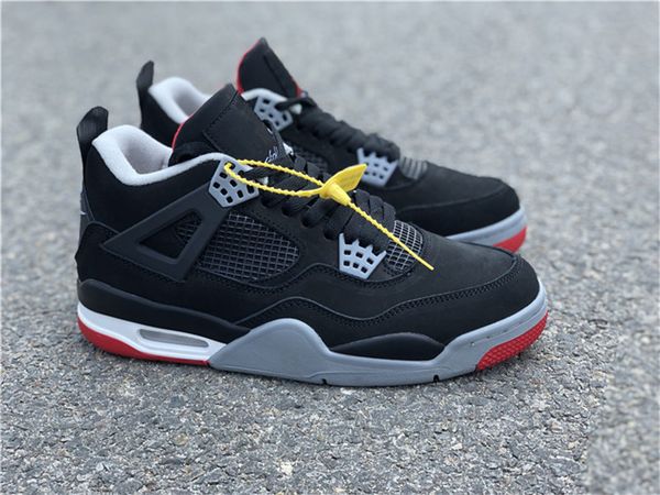 

High Quality Men's 4 4s Bred Shoes Hot Sale IV Black Cement Bred Sneakers Size US7--13