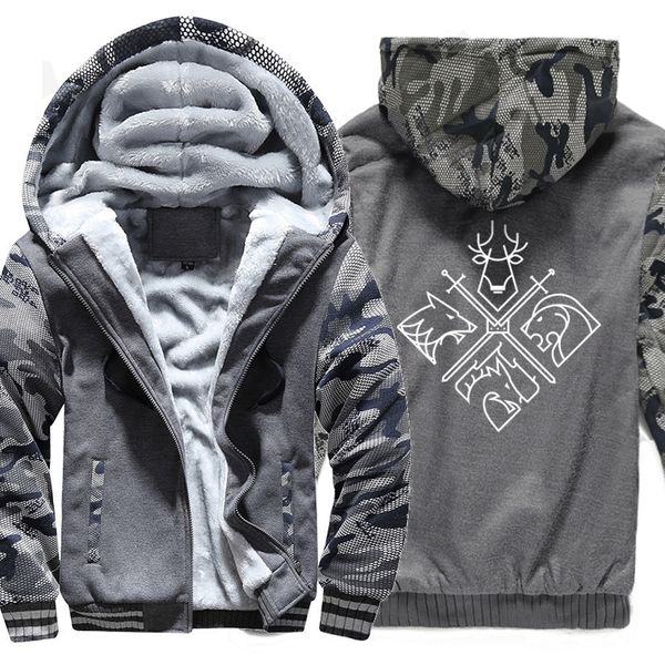 

men thicken hoodies camouflage sleeve jackets fashion men's sweatshirts autumn winter warm mens casual coats, Black