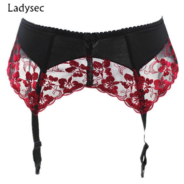 

ladysec 4xl подвязка вышивка подвязка женского suspender пояс для чулок женщин сексуального белья красных цветов нижнего белья, Black;white