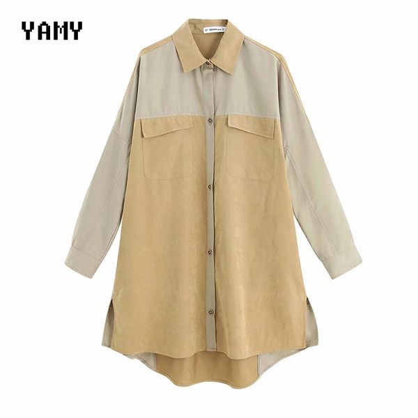 

autumn zora vicky womens long blouse shirt patchwork vintage khaki womens and blouses oversized blouses shirt loose top, White