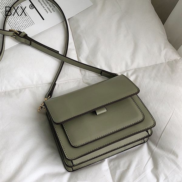 

bxx] solid color pu leather crossbody bags for women 2020 simple all-match flap messenger shoulder bag female handbags hk328