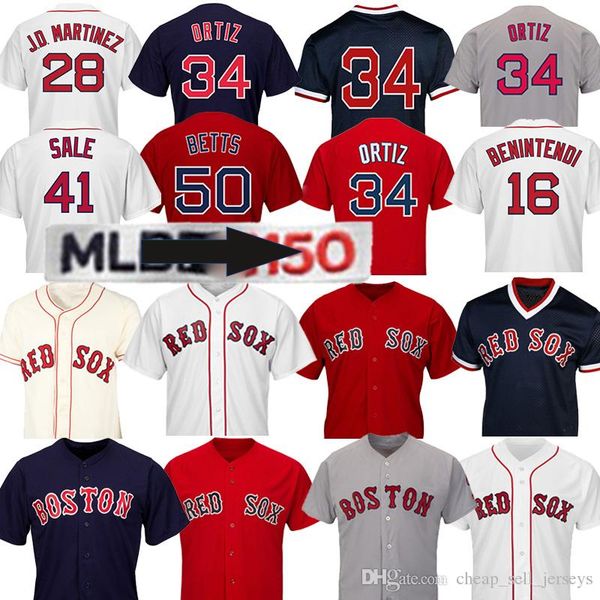 

50 Mookie Betts Boston jerseys 28 J D Martinez J.D. 16 Andrew Benintendi Red Sox Jersey 9 Ted Williams BASEBALL JERSEY