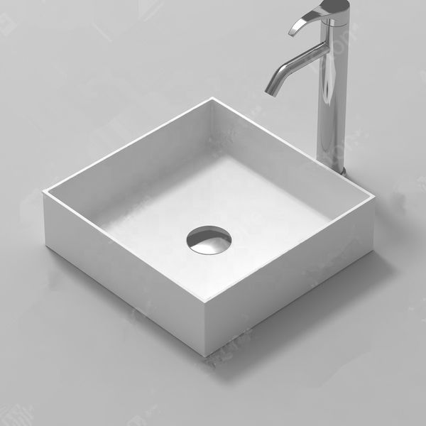 

Bathroom Rectangular Wall Hung Wash Sink Fashionable Cloakroom Corian Vanity Wash Basin Solid Surface Resin Lavabo RS38336