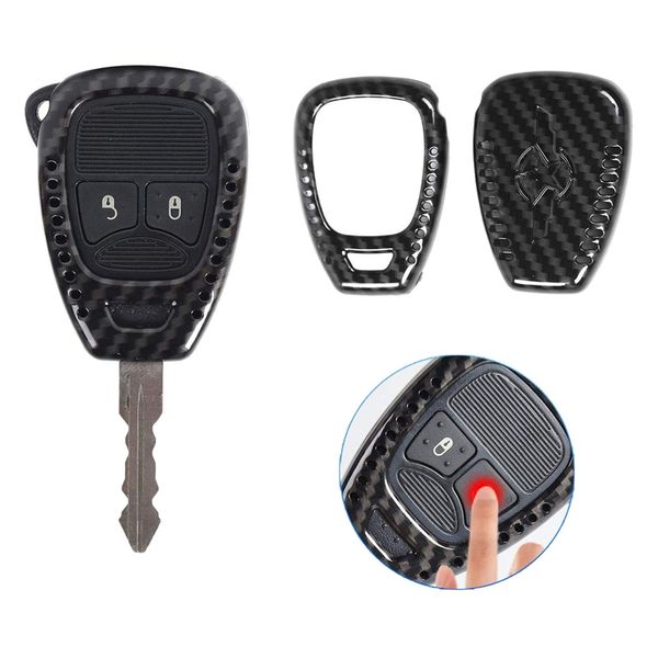 

2pcs/set carbon fiber key fob cover skin case protection key replacement accessories for wrangler jk jku 2007-2018