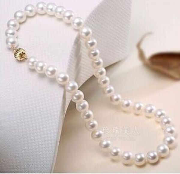 

classic 9-10mm south sea white pearl necklace 18 "14k, Silver