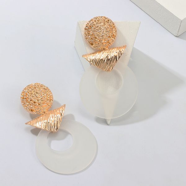 

naizhu new wedding accessories chinese classic style resin earrings vintage temperament metal circle earrings, White